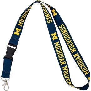 Desert Cactus University of Michigan Lanyard Wolverines UM U of M Go Blue Hail Car Keys ID Badge Holder Lanyard Keychain Detachable Breakaway Snap Buckle (Blue)