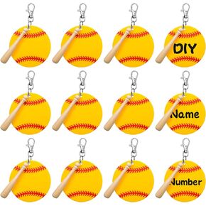 Cunno 36 Pcs Basketball Baseball Softball Tennis Acrylic Keychain Blank Kit 12 Acrylic Keyring 12 Swivel Snap Hook Keychain