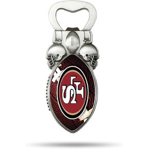 Rico Industries NFL Football Magnetic Bottle Opener, Stainless Steel, Strong Magnet to Display on Fridge