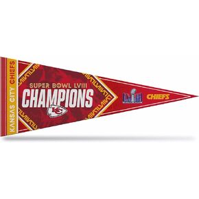 Rico Industries NFL Football Kansas City Chiefs 2024 Super Bowl Champions 12" x 30" Felt Wall Décor Pennant - Great for Home/Bed Room/Man Cave Décor