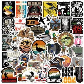 52Pcs Duck Hunting Stickers，Go Hunting Adventure Vinyl Waterproof Sticker Decals for Water Bottle, Laptop, Phone, Skateboard, Car, Bumper, Gifts for Kids Teens Adults for Party Supplies Favors Decor