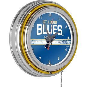 Trademark Global NHL Chrome Double Rung Neon Clock - St. Louis Blues