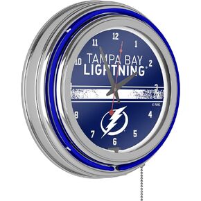 Trademark Global NHL Chrome Double Rung Neon Clock - Tampa Bay Lightning