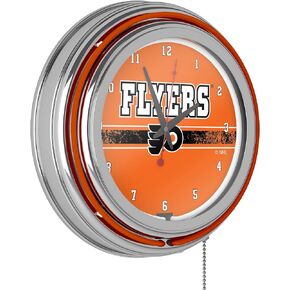 Trademark Global NHL Chrome Double Rung Neon Clock - Philadelphia Flyers