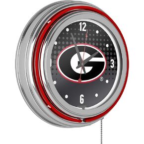 Trademark Gameroom University of Georgia Chrome Double Rung Neon Clock - Reflection