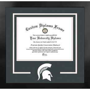 إطار أسود من صور الحرم الجامعي NCAA Michigan State Spartans للجنسين دبلوم الروح مانهاتن مع طباعة حجرية إضافية، أسود، مقاس واحد