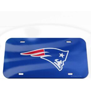 WinCraft NFL New England Patriots Crystal Mirror Logo License Plate, Team Color, One Size