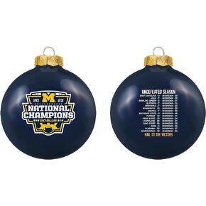 NCAA Michigan 2023 College Football National Champions Ornament -3 1/4" Glass Ball Tree Ornament-2 Sides-Blue