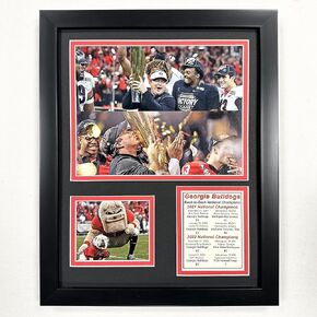 Georgia Bulldogs | Back to Back National Champions | 2021-2022 UGA Football |12"x15" Framed Photo Collage Under Glass