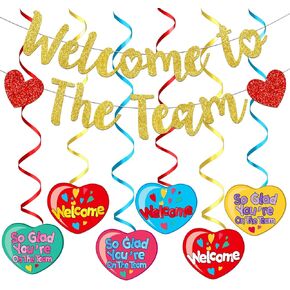 Gold Glittery Welcome To The Team Banner And Welcome Sign Hanging Decorations, DIY Welcome Banner, Welcome Decorations for New Employee Coworker Teacher Colleague Staff Team Member Office Party in Saudi Arabia