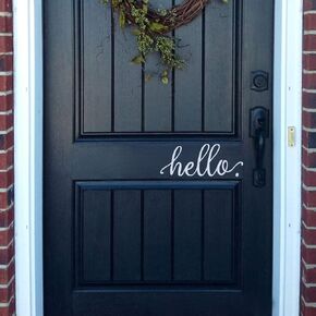 BATTOO Hello Door Decal Door Decals Door Stickers Door Signage Hello Stickers Front Door Decal Entryway Decal Wall Decor(9"X 4",Black)