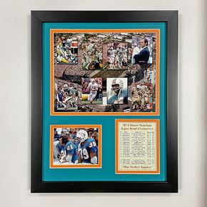 Legends Never Die 1972 Miami Dolphins Mosaic Framed Photo Collage, 11x14-Inch Black