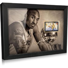 Sport Superstar Kobe Bryant Poster Desktop Framed Photo Gift 8x6 Inches,with Signed and 1x35mm Film Mini Cell Display,Great Memorabilia Gift for Basketball Enthusiasts/Kobe Fans