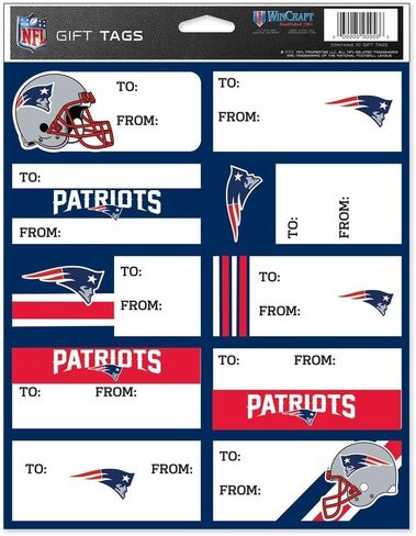 WinCraft NFL New England Patriots Gift Tag Sheet Blue, 8.5" x 11" in Saudi Arabia