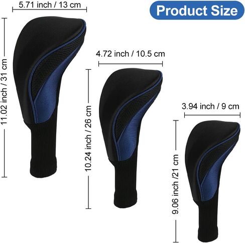 أغطية رأس نادي الجولف رقم واحد لسيارات Fairway Woods Driver Hybrids، مجموعة أغطية رأس شبكية طويلة الرقبة مكونة من 3 قطع مع رقم قابل للتبديل. علامات 3 4 5 6 7 X in Kuwait