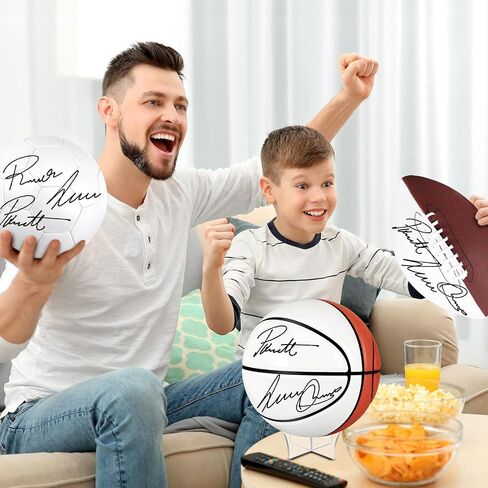 Libima 3 Pcs Autograph Sports Ball Set Autograph Basketball with Acrylic Stand Blank Signature Official Size 9 Football Size 7 Basketball Size 5 Soccer for High School College Coach Gift in Saudi Arabia