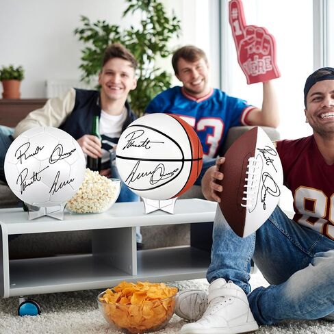 Libima 3 Pcs Autograph Sports Ball Set Autograph Basketball with Acrylic Stand Blank Signature Official Size 9 Football Size 7 Basketball Size 5 Soccer for High School College Coach Gift in Saudi Arabia