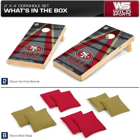 NFL Pro Football 2' x 4' Wood Direct Print Tournament Cornhole Set by Wild Sports, Comes with 8 Bean Bags - Perfect for Tailgate, Outdoor, Backyard in Kuwait