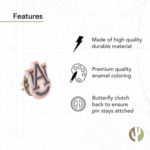 دبابيس طية صدر السترة من جامعة أوبورن شعار جامعة نمور الحرب النسر مصنوعة من المعدن (دبوس A) in Kuwait