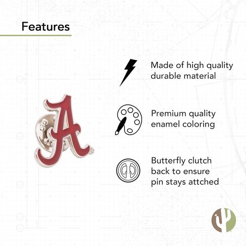 دبابيس طية صدر السترة من جامعة ألاباما قرمزي تايد باما UA شعار جامعة ألاباما مصنوع من المعدن (دبوس A) in Kuwait