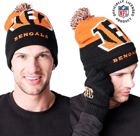 Ultra Game NFL Mens Womens Super Soft Winter Beanie Knit Hat with Extra Warm Touch Screen Gloves in Saudi Arabia