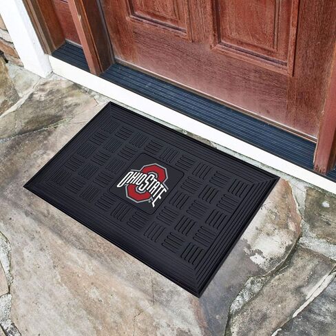 FANMATS - 11395 NCAA Ohio State University Buckeyes Vinyl Door Mat Black 19"x30" in Saudi Arabia
