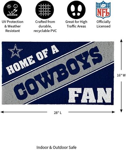 Dallas Cowboys، سجادة باب مرخصة رسميًا مقاس 28 × 16 بوصة، سجادة لمحبي الرياضات الداخلية والخارجية in Kuwait