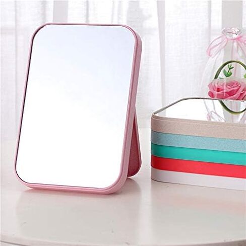 مكياج XPXKJ للطاولة، مرآة مكياج قابلة للطي لسطح المكتب، مرآة ديكور غرفة كوكيت (طي مربع، وردي) in Kuwait