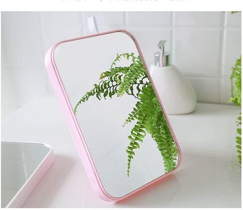 مكياج XPXKJ للطاولة، مرآة مكياج قابلة للطي لسطح المكتب، مرآة ديكور غرفة كوكيت (طي مربع، وردي) in Kuwait