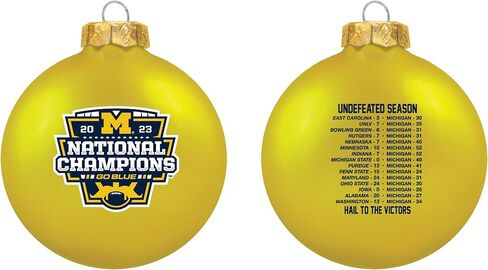 NCAA Michigan 2023 College Football National Champions Ornament -3 1/4" Glass Ball Tree Ornament-2 Sides-Blue in Saudi Arabia