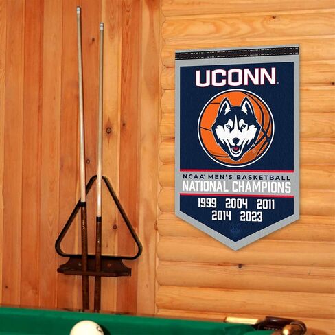 Connecticut Huskies UCONN 5 Time 5x Basketball National Champions Banner in Saudi Arabia
