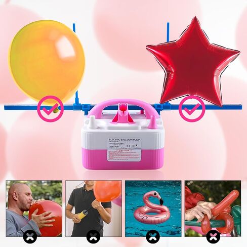 QIPUMP Balloon Pump Electric,110V 600W Balloon Blower Inflator Dual Nozzle Air Pump Balloons Inflator for Decoration, Party, Sport,Gifts:2 Balloon Tying Tools in Kuwait