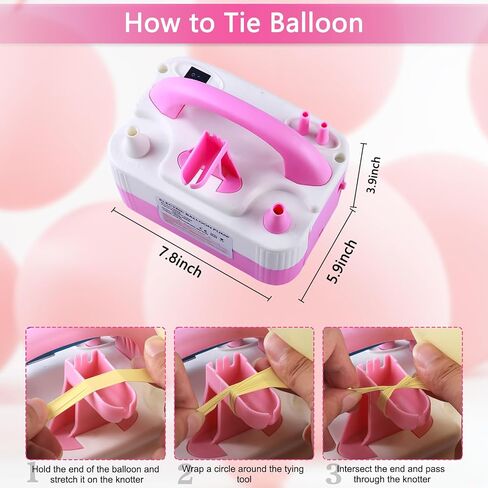 QIPUMP Balloon Pump Electric,110V 600W Balloon Blower Inflator Dual Nozzle Air Pump Balloons Inflator for Decoration, Party, Sport,Gifts:2 Balloon Tying Tools in Kuwait