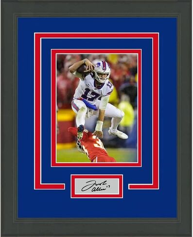Framed Josh Allen Facsimile Laser Engraved Signature Auto Buffalo Bills 14x17 Football Photo in Saudi Arabia