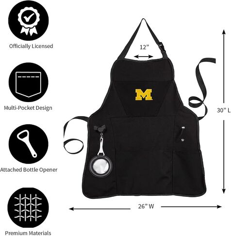 Team Sports America University of Michigan Grilling Apron | Bottle Opener and Insulated Beverage Holder | Adjustable Straps in Saudi Arabia