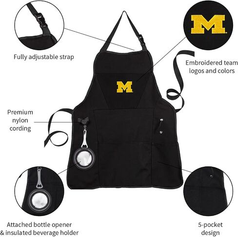 Team Sports America University of Michigan Grilling Apron | Bottle Opener and Insulated Beverage Holder | Adjustable Straps in Saudi Arabia