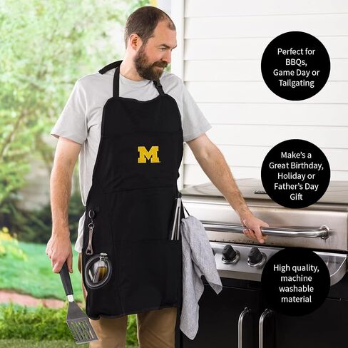 Team Sports America University of Michigan Grilling Apron | Bottle Opener and Insulated Beverage Holder | Adjustable Straps in Saudi Arabia