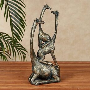 Touch of Class Stacked Giraffe Tower Table Sculpture Bronze and Gold, 14 Inches High