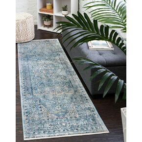 Unique Loom Newport Collection Area Rug - Ochre (2' 7" x 10' 2" Runner, Blue/Light Brown)