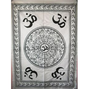 Traditional Jaipur Om Mandala Wall Art Poster, Hippie Wall Tapestry, Indian Dorm Decor, Boho Wall Art, Bohemian Wall Hanging, Size 30"x40", Good Luck Poster or Wall Sticker