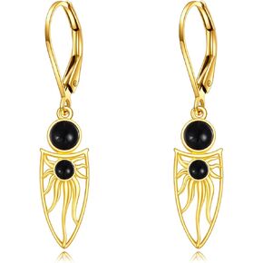 Gold Teardrop Earrings 14k Gold and Black Onyx Teardrop Drop Earrings Fine Gold Nordic Filigree Jewelry Christmas Gifts for Women Girls