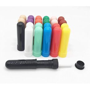 24 Sets Essential Oil Aromatherapy Nasal Inhalers Tubes Refillable Inhaler Stick, 12 Colors, with 36 Wicks,2 Polyethylene Pipette Droppers, 1Plastic Tweezers