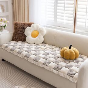 Pet Couch Covers for Sofa, Sofa Cover for Dogs Mat Washable Floral Handmade Pure Cotton Protective Couch Cover (Coffee, 27.6 * 82.7inch)