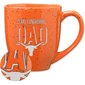 Rico Industries NCAA Texas Longhorns Dad 16 oz Team Color Laser Engraved Speckled Ceramic Coffee Mug
