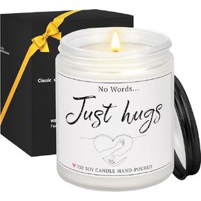 Sympathy Gifts for Loss of Loved One, Bereavement Gift Idea No Words, Just Hugs Handmade 7oz Lavender Scented Candle, Bereavement Gifts, Thinking of You for Women, Get Well Soon, Condolences Candle