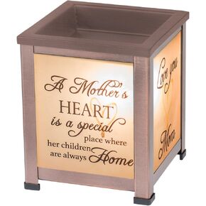 Elanze Designs Mothers Heart Children Copper Tone Metal Electrical Wax Tart and Oil Glass Lantern Warmer