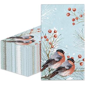RUSPEPA 50 Pack Christmas Tree Guest Napkins - 3 Ply Disposable Seasonal Paper Napkin Dinner Hand Napkins Decorative for Home Kitchen, Bathroom，Party - 13 x 15 Inches