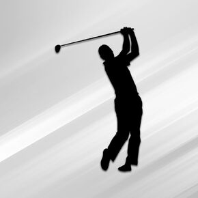 Vincit Veritas Golf Playing Pose Black Vinyl Decal Sticker | Premium Quality | 5.5-Inches | Golf Decals Golf Sticker | D022-B