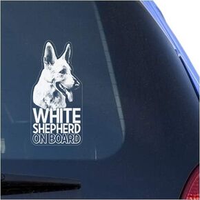 White German Shepherd Clear Vinyl Decal Sticker for Window, Dog Sign Art Print Design
