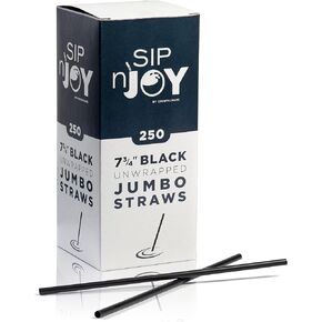[1000-Pack] Plastic Straws - 7.75 Inches Long, Drinking Straws, Standard Size, Bulk Pack, Black (2 Boxes of 500 Straws)